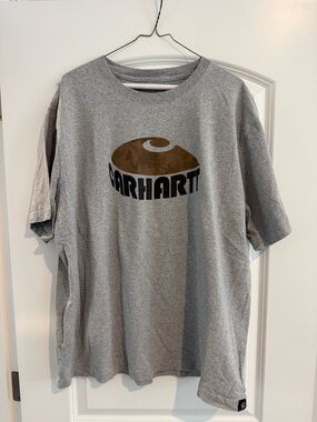 Carhartt Gray Tee with Brown Camo Oval Logo